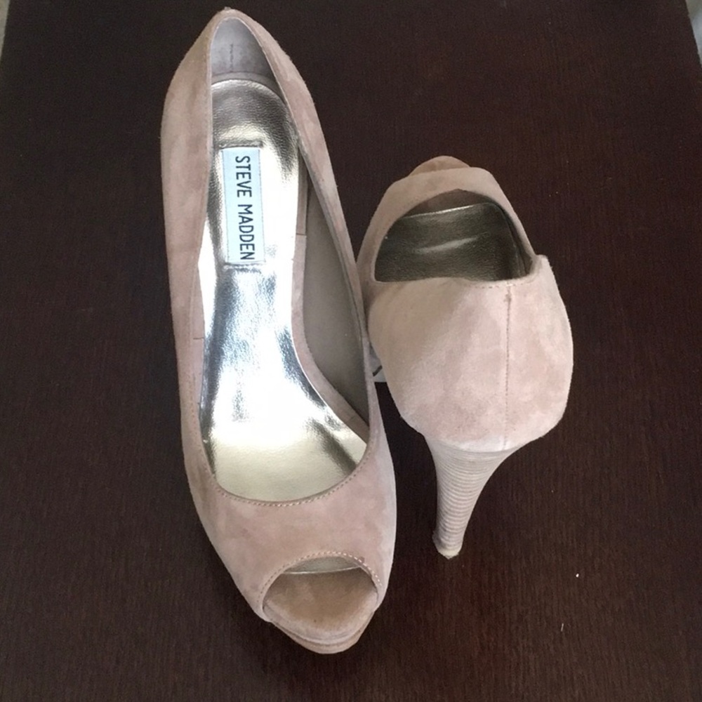 Tan Suede 4 In. (Approx.) Platform Open Toe Heel. - image 2